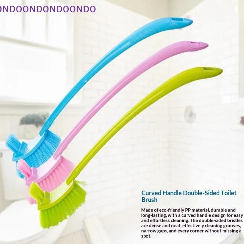 Curved Toilet Brush With Stiff Dense Bristles Nonslip Long Handle Perfect For Household Bathroom Deep Cleaning