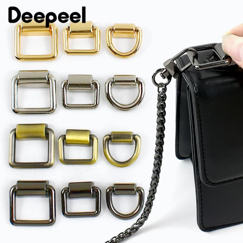 5/10/20Pcs 15/16/19mm Metal D Ring Buckles Bag Side Clips for Handbag Chain Handles Connector Bags Strap Hardware Accessories