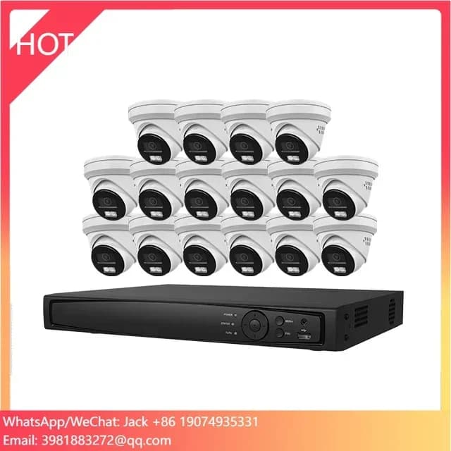 Anpviz Sistemi di telecamere POE da 5 MP NVR POE da 12 MP 16 canali Installare HDD da 8 TB H.265 + 16 telecamere da 5 MP Torretta Slot per scheda SD e audio bidirezionale