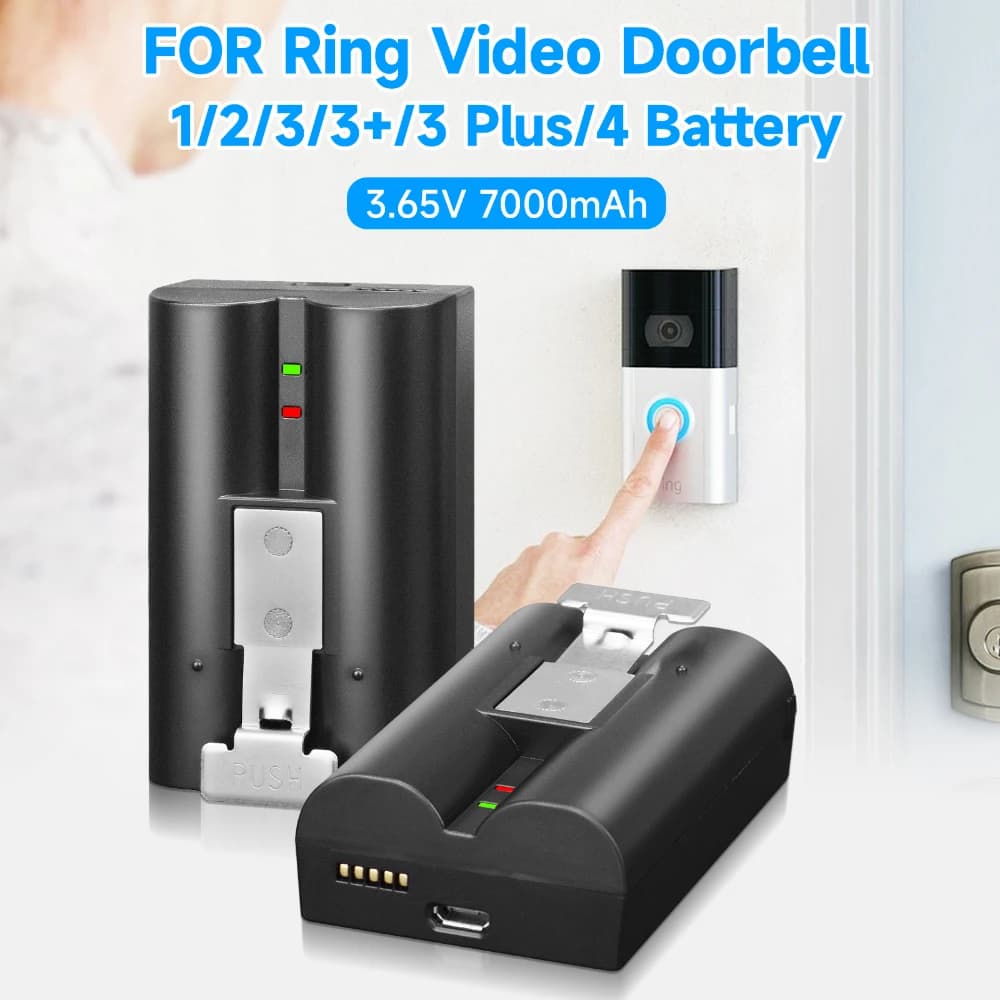 Batteria per campanello video ad anello da 7000 mAh per Ring-Video V4 compatibile con Ring Video Doorbell 4/3/2/1 Stick Up Cam Batteria 3,65 V