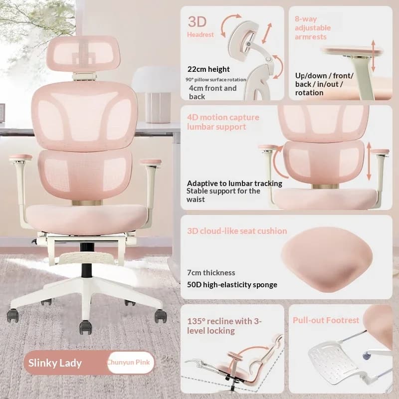 Sedia da Ufficio Ergonomica in Rete con Schienale Alto, Supporto Lombare Regolabile, Reclinabile, Girevole, per Computer e Gaming