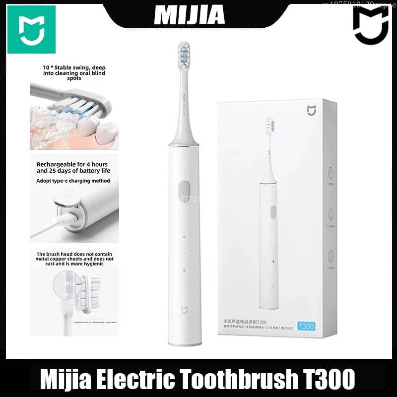 Mijia Electric Toothbrush T300 Ultrasonic Vibration Whitening Teeth Cleaning IPX7 Waterproof