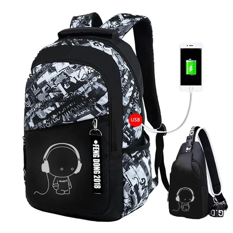Zaino Scolastico Luminoso per Ragazzi, Impermeabile e Resistente, per Studenti delle Scuole Superiori, Borsa per Libri, Mochilas Escolares
