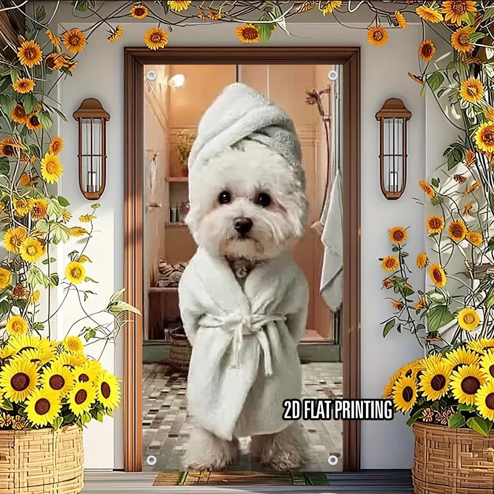 Abito da bagno per cani con grazioso design a forma di cane, in fibra di poliestere, 2D
