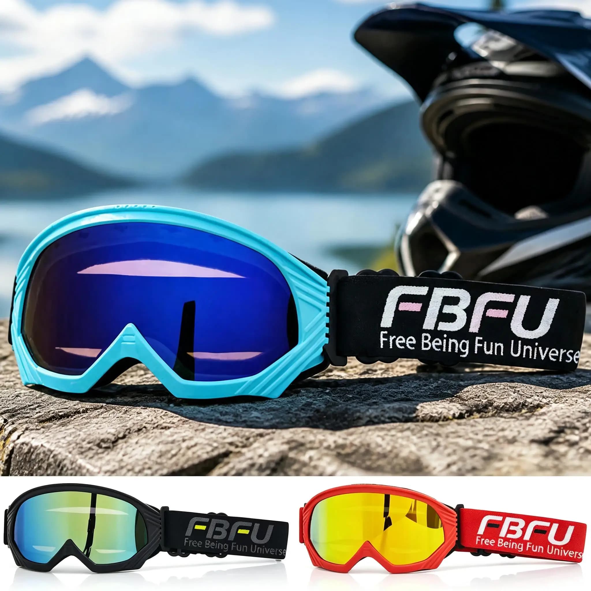 Adult Adjustable Strap Ski Goggles Shock Resistant Outdoor Glasses For Ski Motorbike MX Off Road Cycling