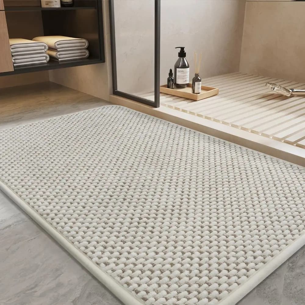 Tappetino da bagno in ciniglia ultra assorbente - Base in gomma antiscivolo, facile da pulire, ideale per vasca, doccia e zona lavabo, 17x28 pollici