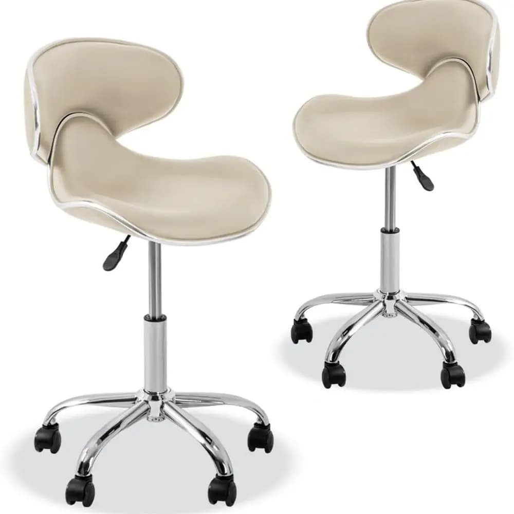 YK-9315 Sgabello con poggiapiedi regolabile con sedia a rotelle (set di 2) (crema)