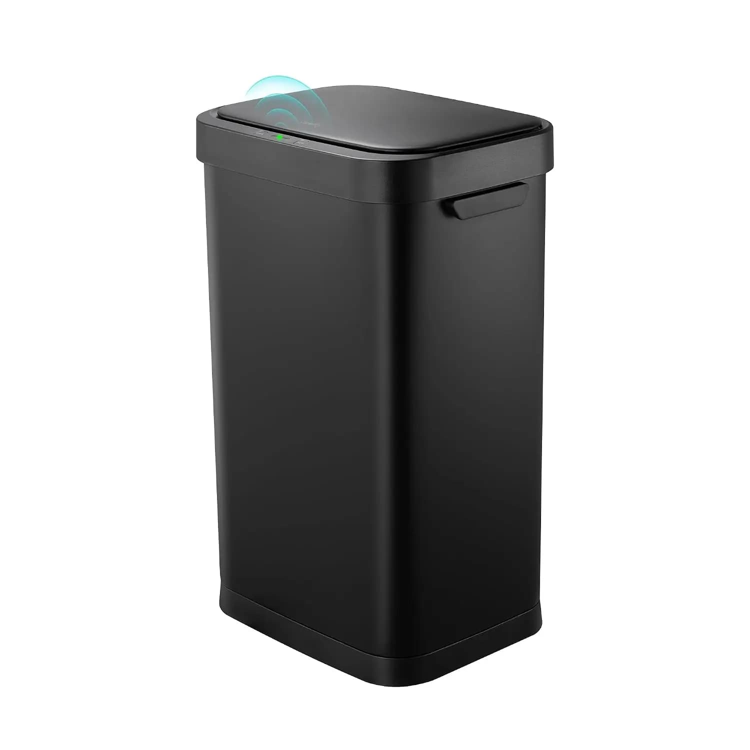 13 Gallon Trash Can, Touchless Stainless Steel Kitchen Bin (Black) | Automatic Motion Sensor Lid | 50L Fits 13 Gal Tall Kitchen