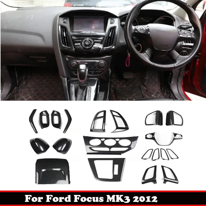 RHD Per Ford Focus MK3 2012 ABS In Fibra di Carbonio Decorazione di interni Accessori porta amrest finestra aumento ingranaggio pannello di controllo A/C