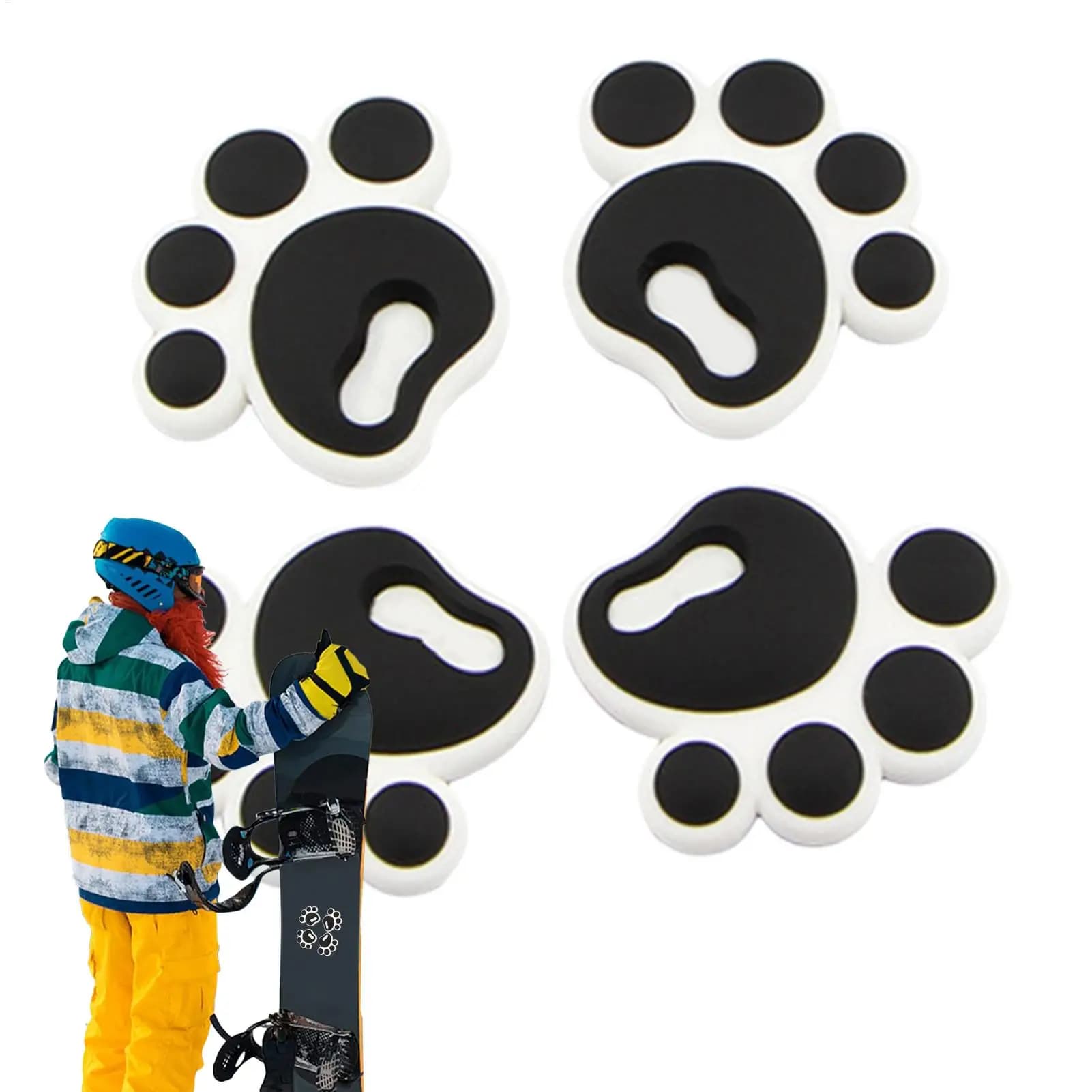 Set di 4 Pad Antiscivolo Autoadesivi per Snowboard, Tappetino ad Alta Aderenza a Forma di Impronta per il Controllo di Sci e Snowboard