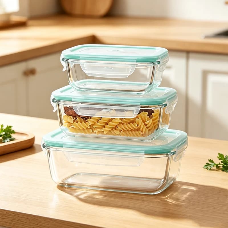Clear Glass Meal Prep Container Multipurpose Heatproof Glass Food Box Microwave Dishwasher Safe Leakproof For Home & Office