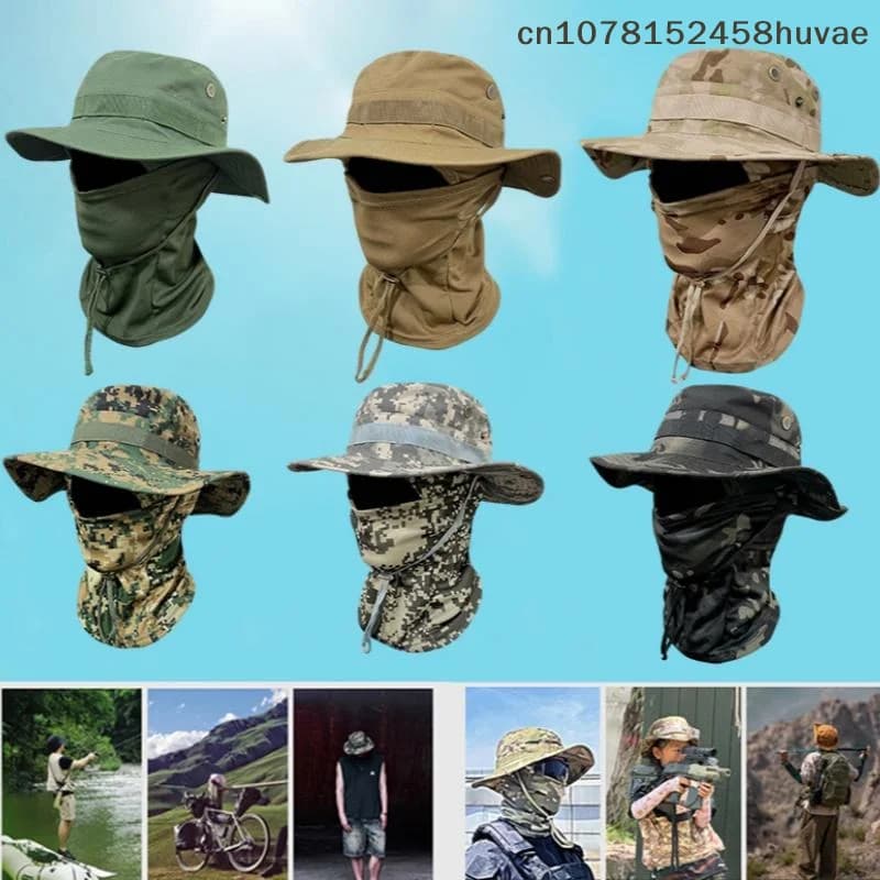 {MAX-66} UV Protection Wide-brimmed Hat Men Sunscreen Boonie Cap Outdoors Hiking Camping Fishing Hat Sun Hat Fisherman Hat