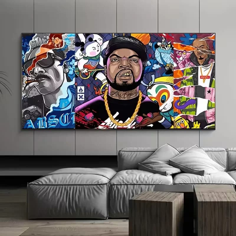 1pc of Unframed Hip-Hop Rap Canvas Wall Art, Pop Art Graffiti Painting Decor, Poster Print Artwork, Suitable for Bedroom And Liv