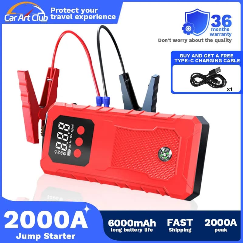 Avviatore di emergenza per auto Batteria Power Bank 600A per avviamento per auto Booster di emergenza portatile 12V Dispositivo di avviamento automatico Benzina Diesel