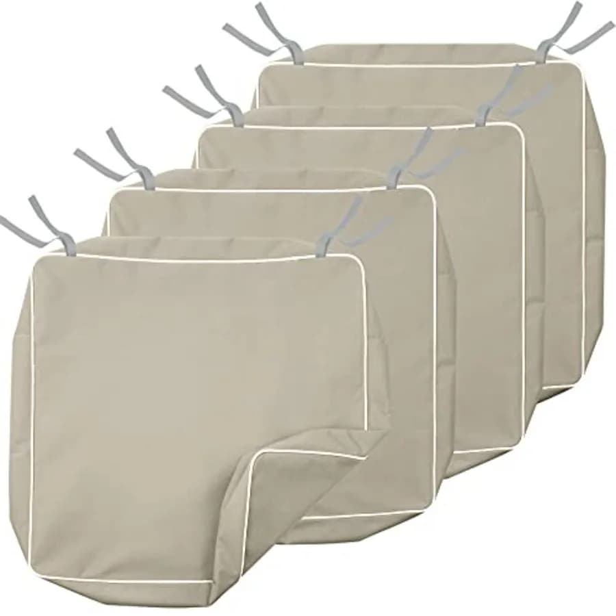Set di 4 Copricuscini Impermeabili e Resistenti allo Sbiadimento per Sedie da Giardino, 21 x 21 x 4 Pollici