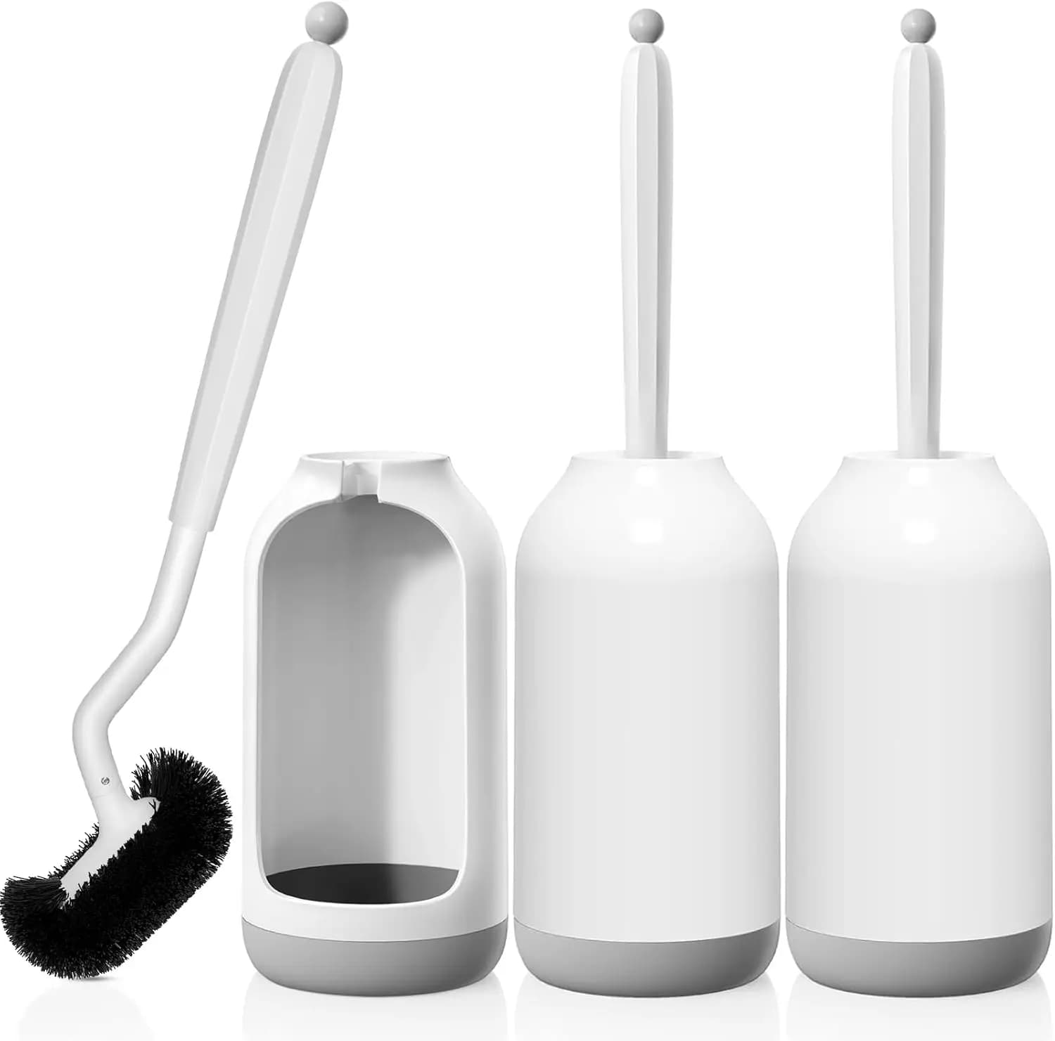 Set di Spazzole per WC con Supporto: 3 Pezzi, Spazzola per Pulizia Profonda del Bagno con Pulitore per Bordo Inferiore