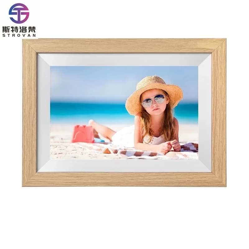 Cornice per foto digitale in legno LCD Wifi da 10,1 pollici con touch screen ad alta risoluzione con funzione video immagine