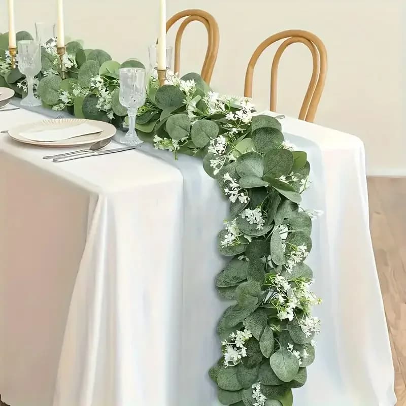 Ghirlanda di eucalipto artificiale Piante sospese artificiali Vite di felce Pianta verde sospesa finta per decorazioni per feste domestiche di nozze