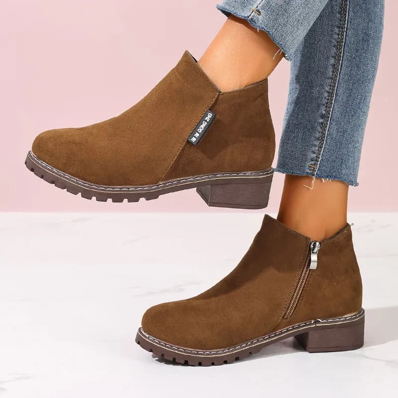 Stivaletti da Donna Autunno Inverno con Cerniera Laterale, Tacco Grosso, Comodi, Alla Moda, Casual ed Eleganti, Nuova Collezione con Plateau, Scarpe in Offerta