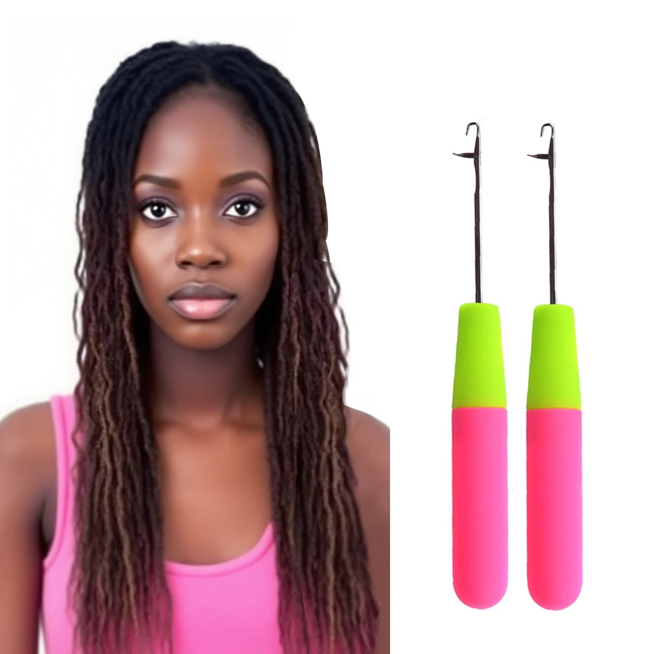 2 aghi per dreadlock con manico in plastica, aghi per maglieria e uncinetto per intrecciare i capelli twist, tessitura dei dreadlock