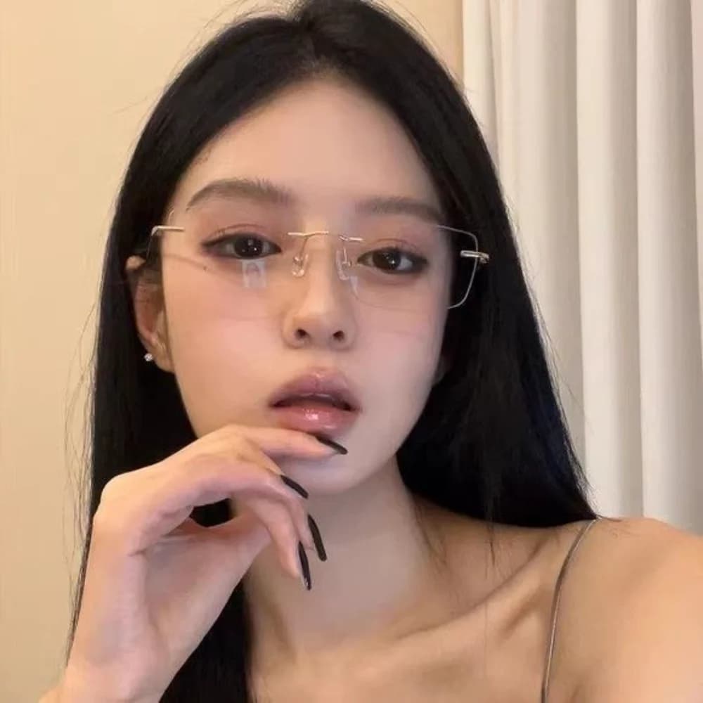 Luxury eyeglasses for women, ultralight, without frame, Pure Desire, with small square lenses, anti blue light, from 0 to -600 diopters