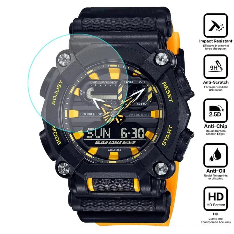 Pellicola protettiva per schermo in vetro duro per Casio G-Shcok GA-900/2100 GBD-100/H1000 GST-B100/B200/B300 AE-1500WH PRG-240/600/650