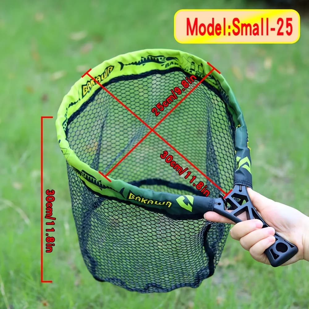 BAKAWA Folding Fishing Net Short Handle Fishing Net for Streams Square Portable Lure Net Fishing Net Accessory Large Capacity