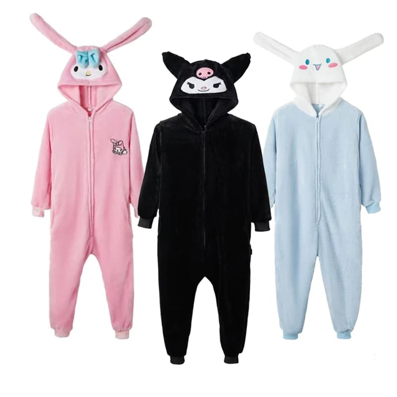 Pigiami Kigurumi Melody Kuromi, Tute Cinnamoroll, Abbigliamento da Notte Anime Cartoon, Pigiama per Adulti, Abbigliamento per Casa, Cosplay di Natale e Halloween