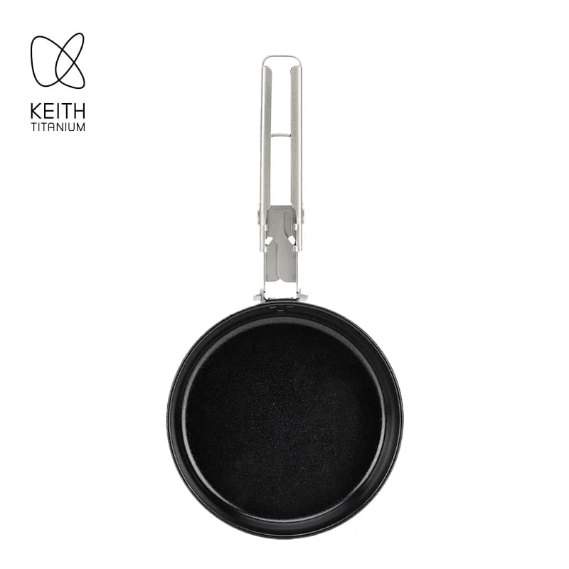 KEITH Mini Padella in Titanio Antiaderente con Manico Pieghevole, Ultraleggera e Portatile per Campeggio, Escursionismo e Uso Quotidiano all'Aperto
