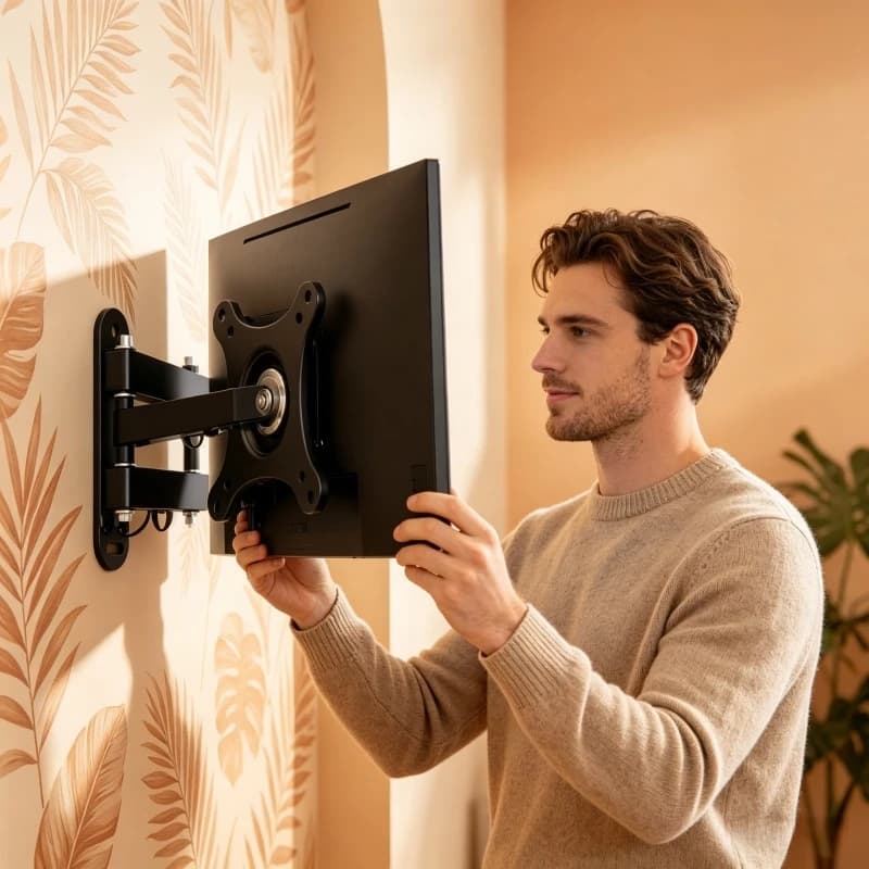 20 ° Supporto da parete inclinabile per TV 360° ° Supporto Girevole Universale per TV e Monitor da 14-24'' - Stand per Schermo Piatto