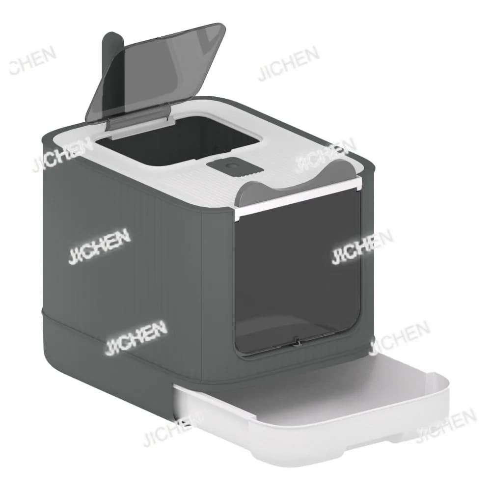 Lettiera per gatti in plastica da 20 litri, grande, completamente chiusa, antispruzzo, facile da pulire, tipo a cassetto con disinfezione, toilette per animali domestici