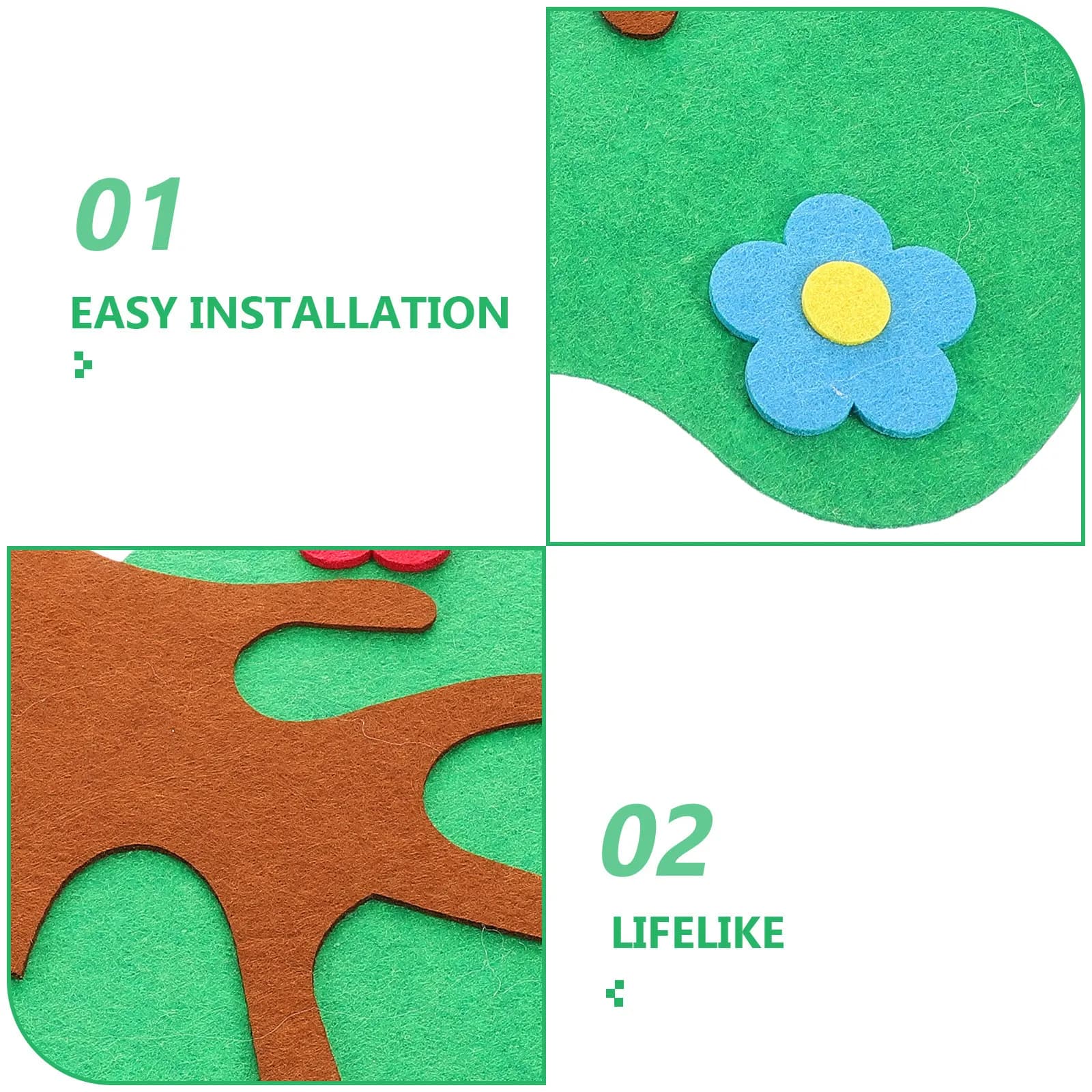 Set di decorazioni murali in feltro con pannello per appunti, piante e alberi realistici per l'aula scolastica, gioco di abbinamento matematico per bambini dell'età prescolare