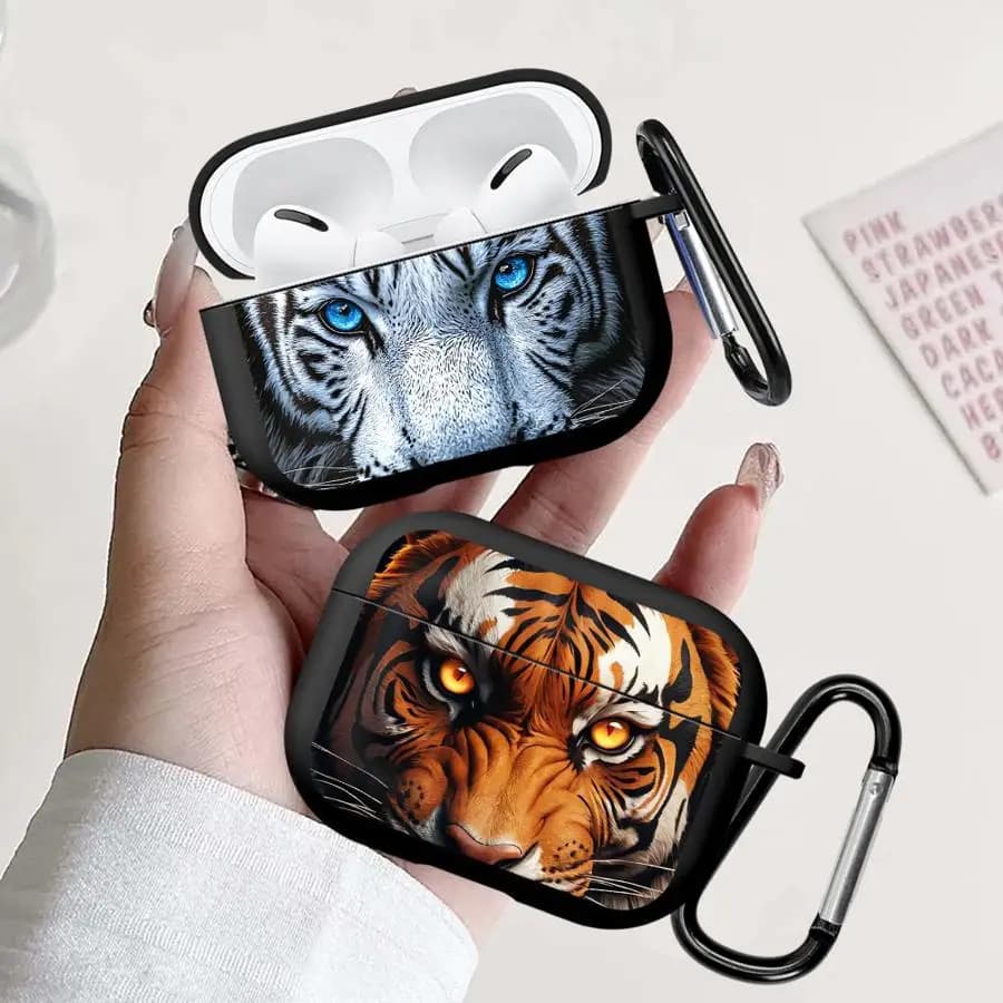 Custodia per Airpods 3 4 Pro Pro3 2 Pro2 1 con Motivo Tigre, Cover per Auricolari