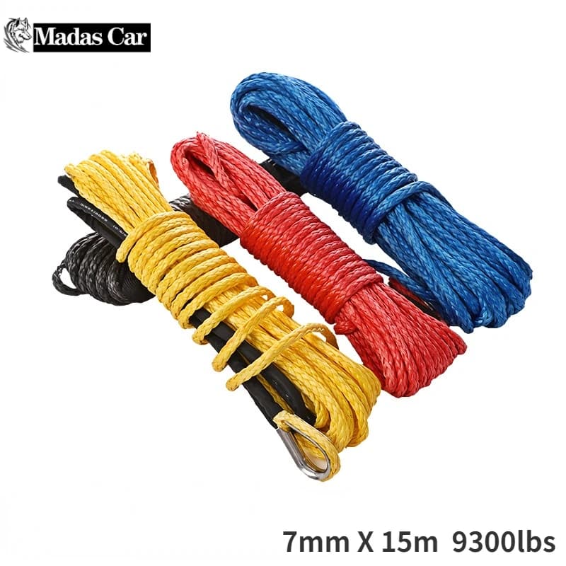 7mmx15m Camion Barca Sostituzione di emergenza 9300lbs 12 Strand Stringt Accessori per auto da esterno Cavo sintetico per verricello ATV UTV