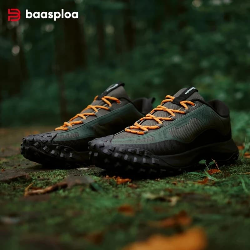 Baasploa Men's trekking shoes Sneakers men's waterproof soft and comfortable high quality durable and non-slip outdoor climbing shoes