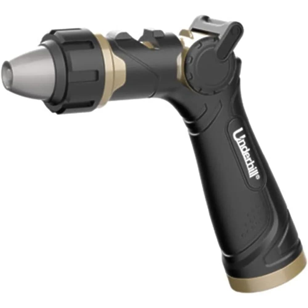 Underhill Prospray Gold Series Testa spruzzatore per ugello per pistola per tubo dell'acqua da giardino, ingresso filettato da 3/4 pollici, metallo resistente, regolabile, T