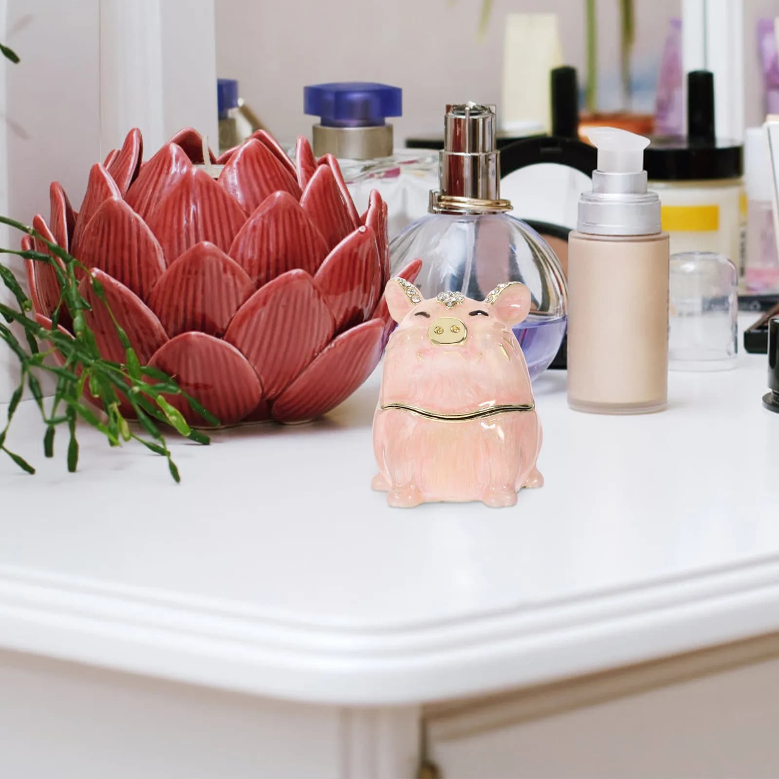 Pig Jewelry Display Accessory Box Elegant Dresser Adornment Compact Ring Earrings Case Home Decorative Gift Packaging