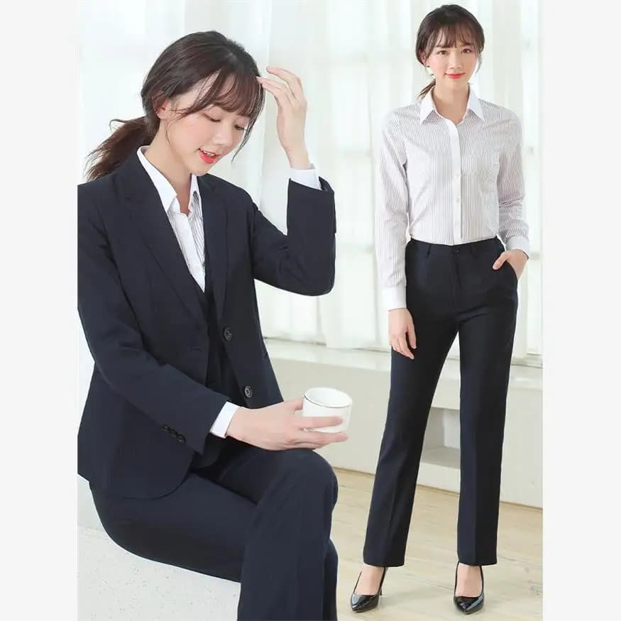 Giacca da Completo a Righe per Donna Primavera-Autunno, Due Bottoni, Abbigliamento Professionale, Taglio Dritto, Poliestere, Manica Lunga, Abbigliamento Formale