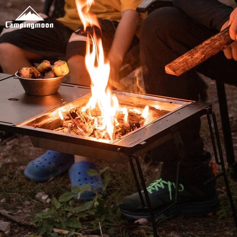 CAMPINGMOON Nuovo UG-1 IGT Griglia in carbonio Antivento Fornello per barbecue Doppio strato Isolato Tavolo da campeggio Espansione Stufa a legna