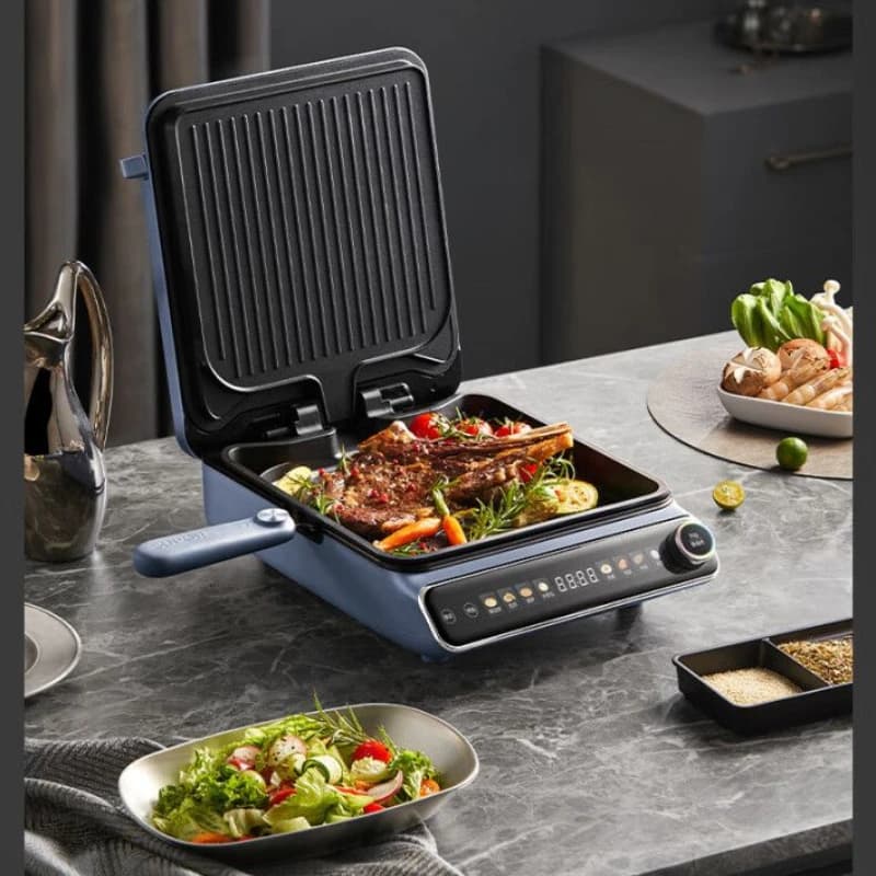 Square electric baking pan household detachable double-sided heating deepening and enlarging steam frying machine