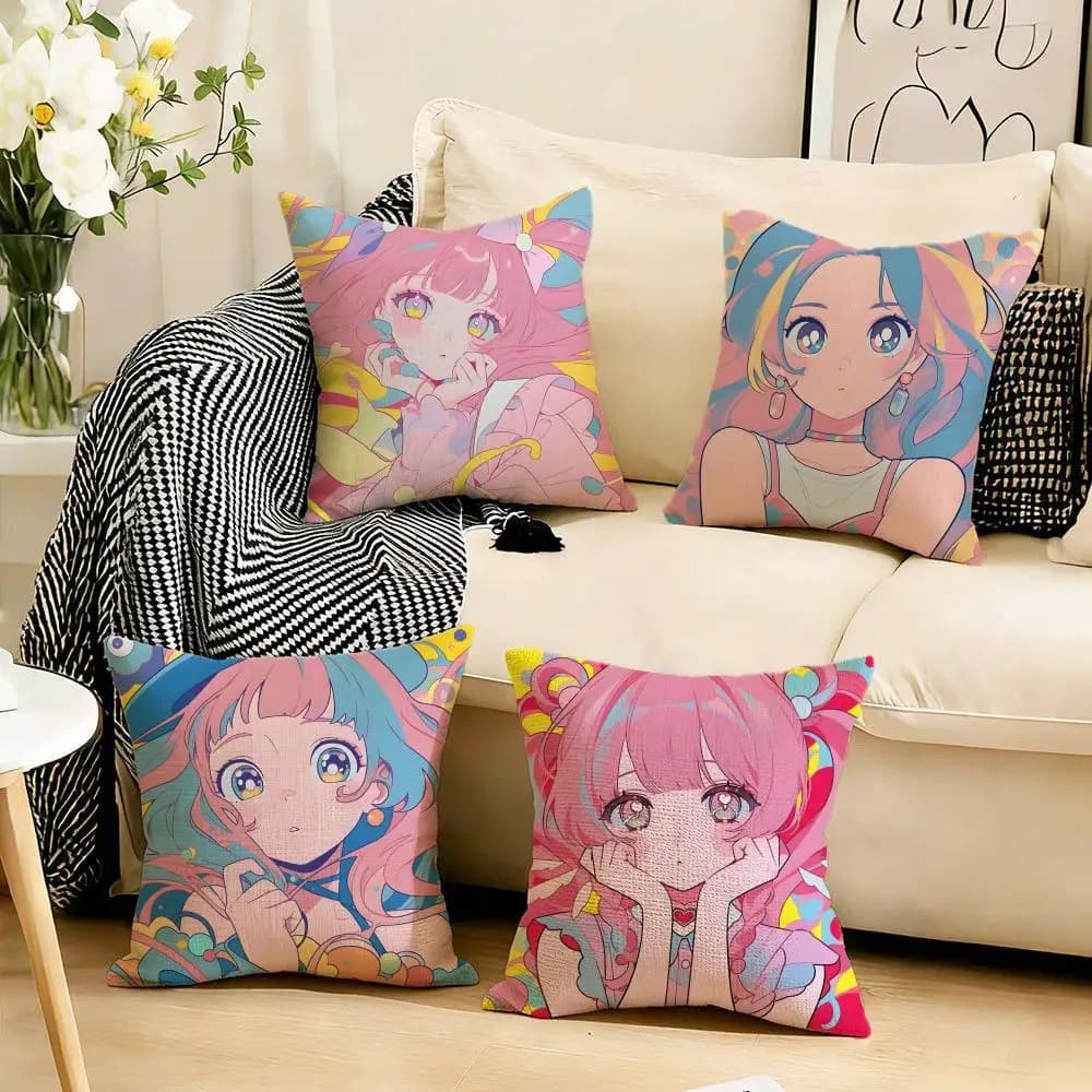 Fodere per cuscini Dreamy P-Pastel GirlS, 4 pezzi, in lino morbido, 40x40 45x45, per divano e decorazioni per la casa