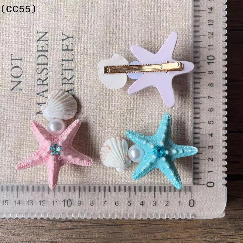 Simulation Starfish Shell Pearl Hair Clip Ocean Theme Side Clip Colorful Cute Hair Accessory For Women Girls Jewelry Gift〔CC55〕