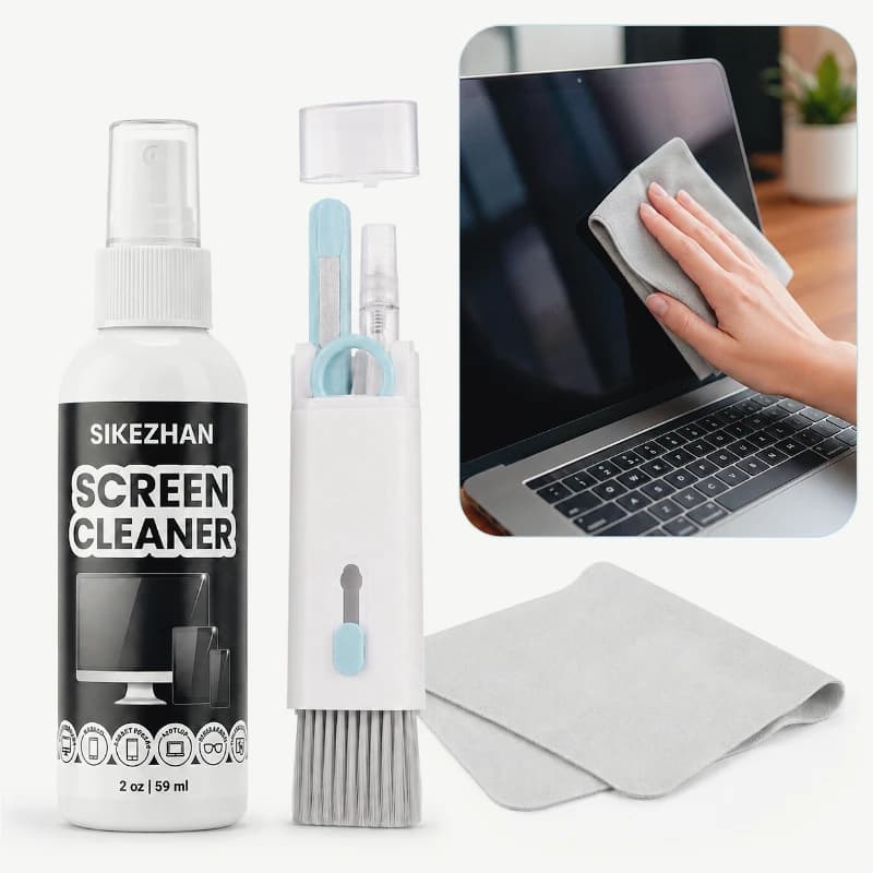 SIKEZHAN 2oz Screen Cleaner Spray Kit Portable Streak-Free Cleaning Brush Cloth for Laptop Tablet Phone TV Monitor Camera