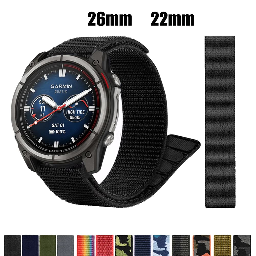 Cinturino in nylon da 26mm 22mm per Garmin Enduro 3/Descent Mk3i 51mm Band Fenix E 8 7X 6X 5 Plus/Tactix 7 AMOLED cinturino a sgancio rapido