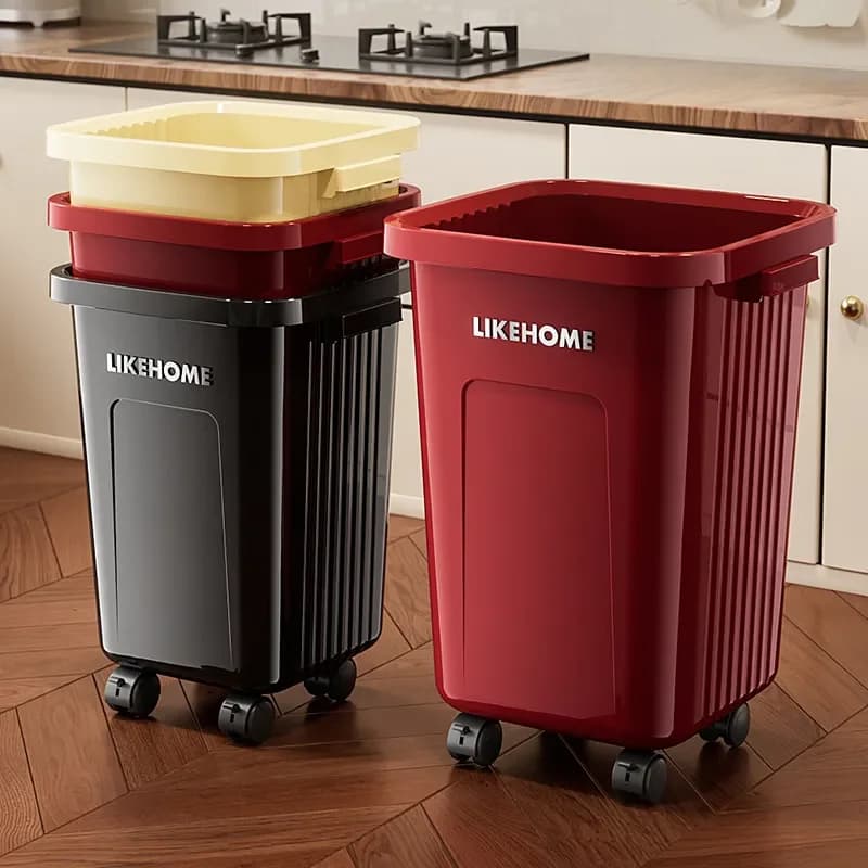 for Kitchen Trash Can Household Large Capacity Living Room Dormitory Toilet Waste Bin Removable High Value Storage Bucket