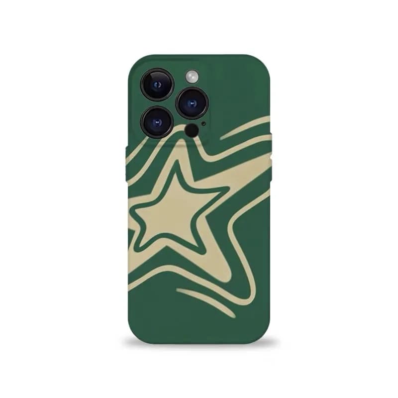 Ins Korean Green Star Rhythm Phone Case for IPHONE 17 Air 16E 15 PROMAX 14 Plus 13 12 MINI 11 PRO 16Plus XR Acrylic Phone Cover