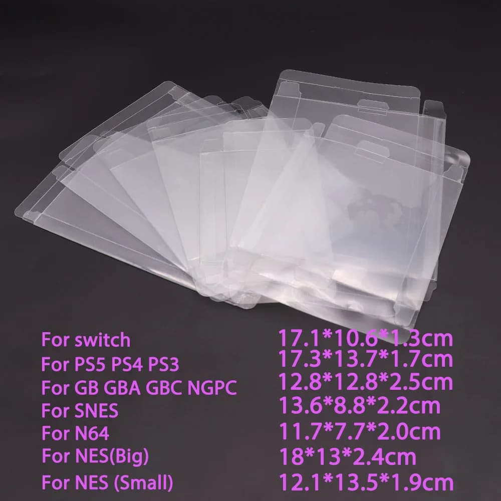 5PCS Trasparente Trasparente Cartuccia di Gioco Box Custodia CIB Giochi di Plastica PET Protezione per N64 NES SNES per GB GBA GBC NGPC Switch