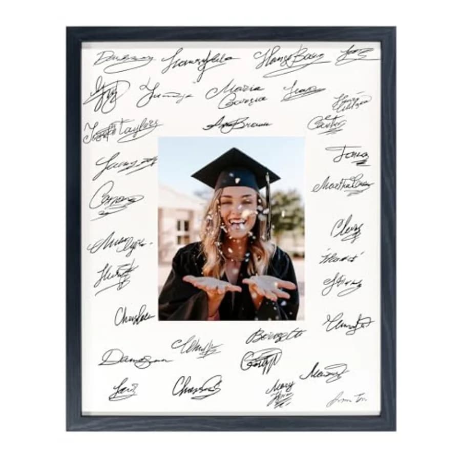 Cornice per foto con pannello personalizzabile e passepartout firmabile per feste di compleanno, lauree, matrimoni, libro degli ospiti