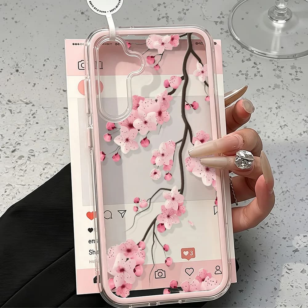 Plum Bossom 2in1 Phone Case For Samsung A57 5G S26 Ultra S25 S23 S22 S24 Plus A55 A56 A37 A36 A35 A17 5G A53 A54 A34 A26 Funda