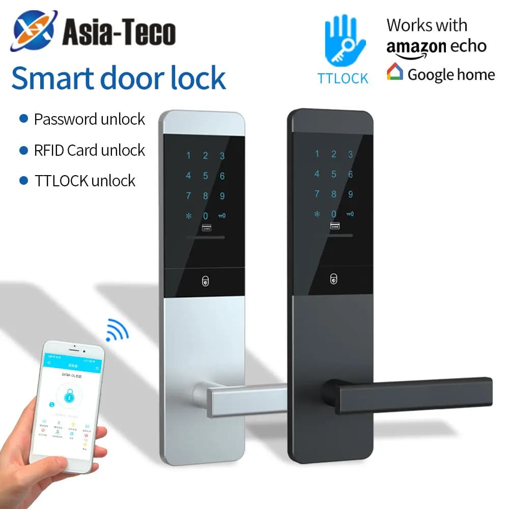 TTLOCK Bluetooth Smart Door Lock Telefono Sblocco remoto Password magnetica della scheda RFID Password temporanea Gateway G2 Connessione Wi-Fi